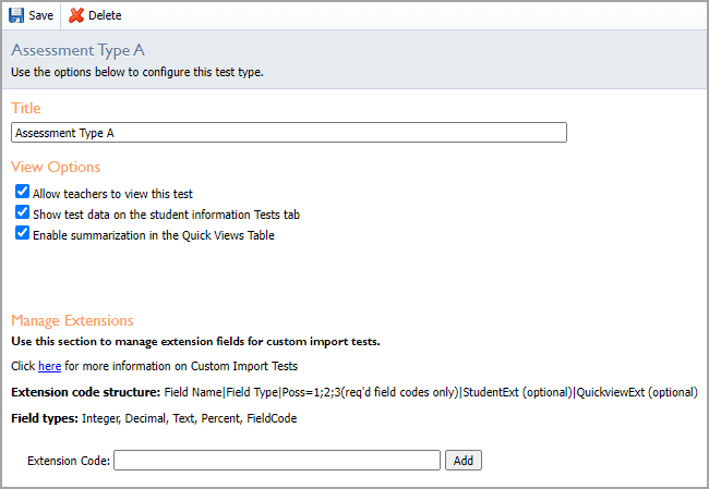 configuration options for custom import test.png