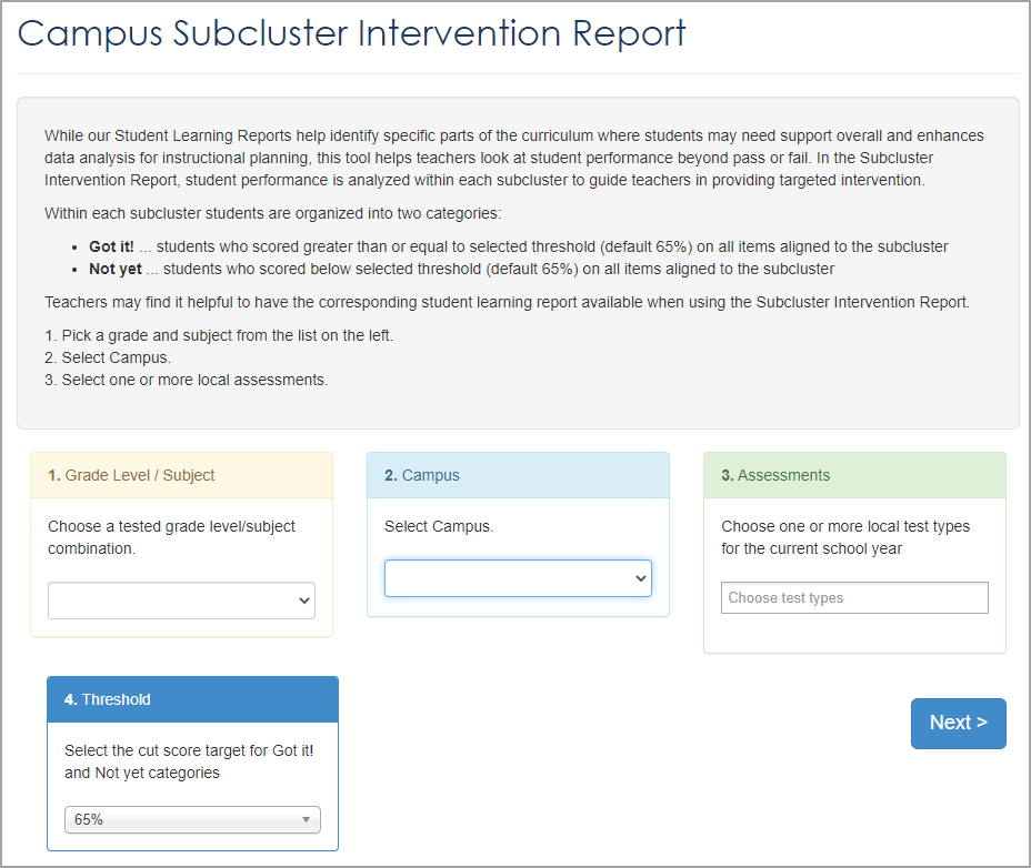 campus_subcluster_report_filters.png
